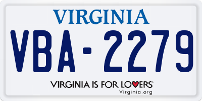 VA license plate VBA2279