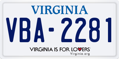 VA license plate VBA2281