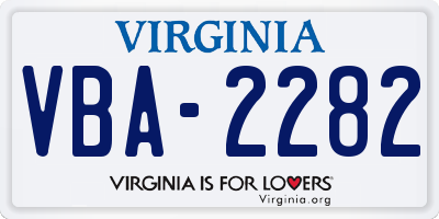 VA license plate VBA2282