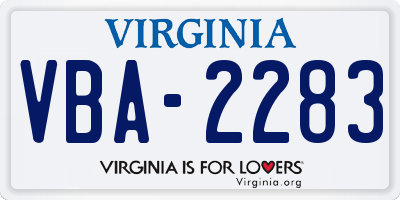 VA license plate VBA2283