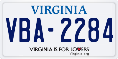 VA license plate VBA2284