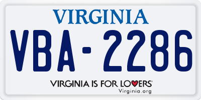 VA license plate VBA2286