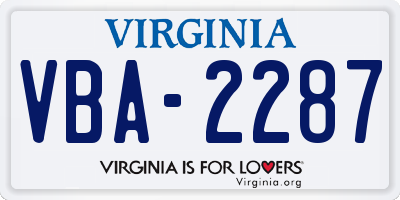 VA license plate VBA2287