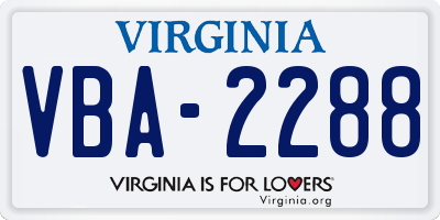 VA license plate VBA2288