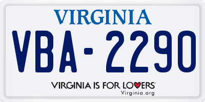 VA license plate VBA2290