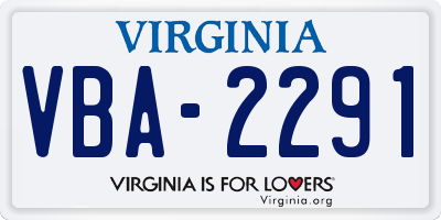 VA license plate VBA2291