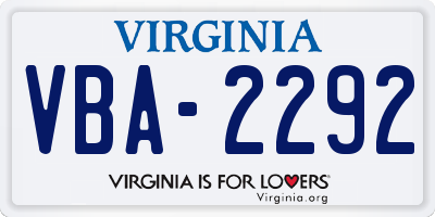 VA license plate VBA2292