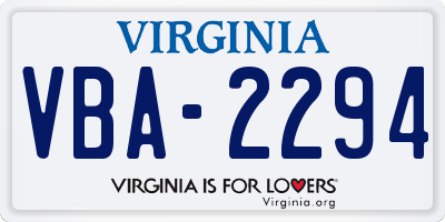 VA license plate VBA2294
