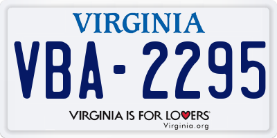 VA license plate VBA2295
