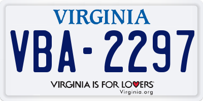 VA license plate VBA2297