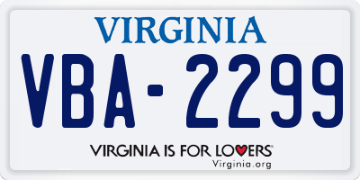 VA license plate VBA2299