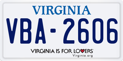 VA license plate VBA2606