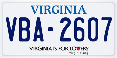 VA license plate VBA2607