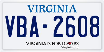 VA license plate VBA2608