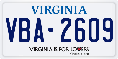 VA license plate VBA2609