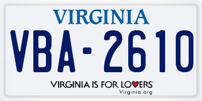 VA license plate VBA2610