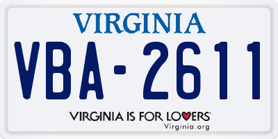 VA license plate VBA2611