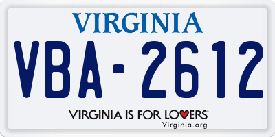 VA license plate VBA2612