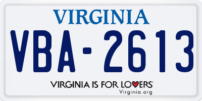 VA license plate VBA2613