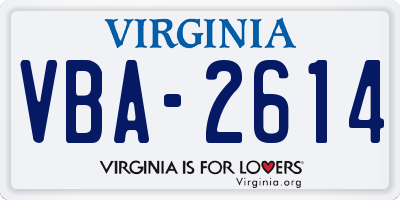 VA license plate VBA2614