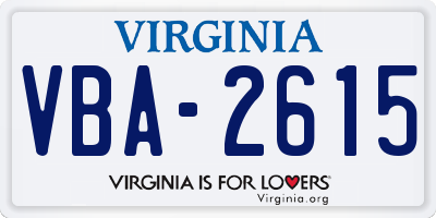 VA license plate VBA2615