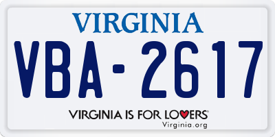 VA license plate VBA2617