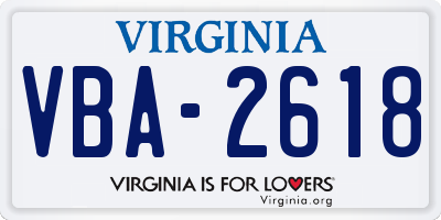 VA license plate VBA2618