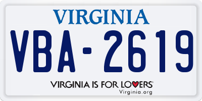VA license plate VBA2619