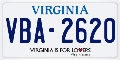 VA license plate VBA2620
