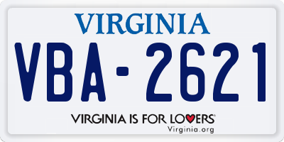 VA license plate VBA2621