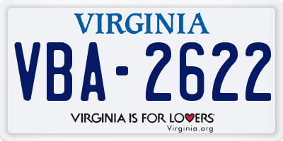 VA license plate VBA2622