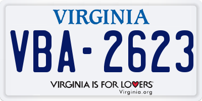VA license plate VBA2623
