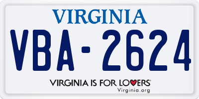 VA license plate VBA2624