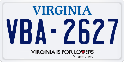 VA license plate VBA2627