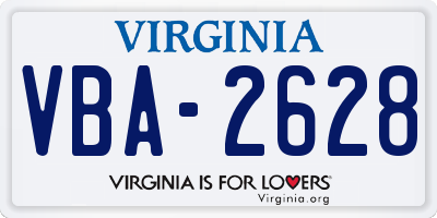 VA license plate VBA2628