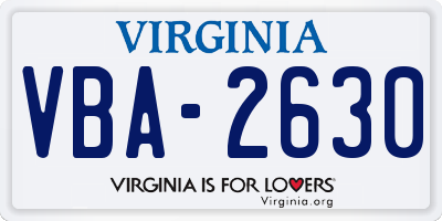 VA license plate VBA2630