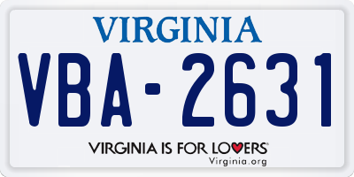 VA license plate VBA2631