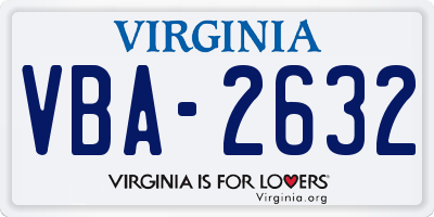 VA license plate VBA2632