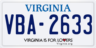 VA license plate VBA2633