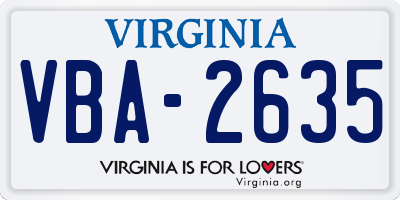 VA license plate VBA2635