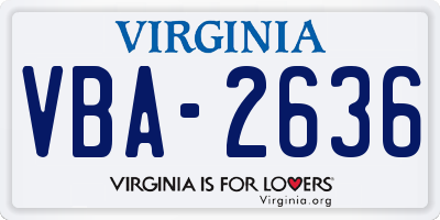 VA license plate VBA2636