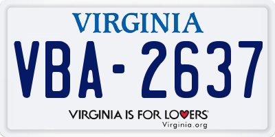 VA license plate VBA2637