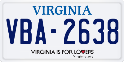 VA license plate VBA2638