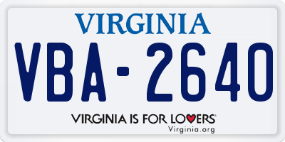 VA license plate VBA2640