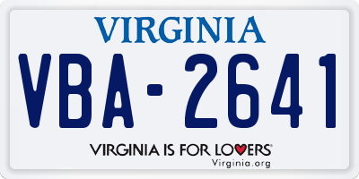 VA license plate VBA2641