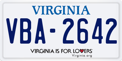 VA license plate VBA2642