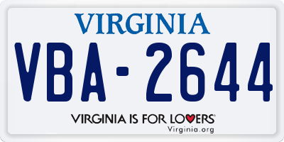 VA license plate VBA2644