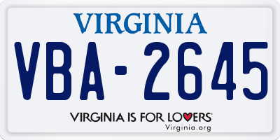VA license plate VBA2645