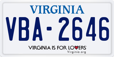 VA license plate VBA2646