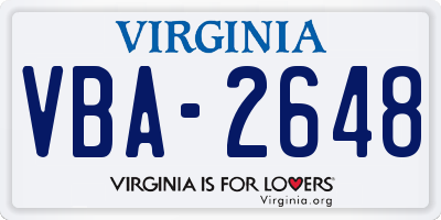VA license plate VBA2648